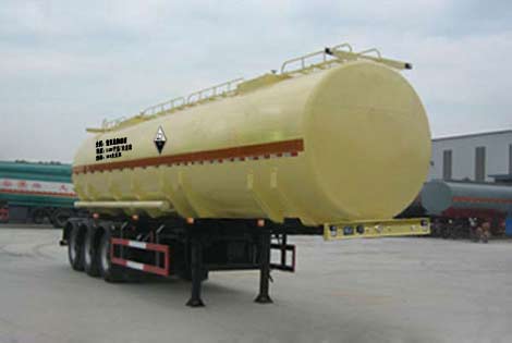 华昌11米32吨3轴腐蚀性物品罐式运输半挂车(QDJ9402GFW)
