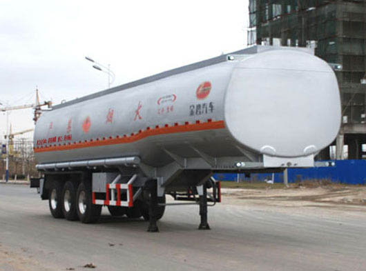 金碧10.8米33.5吨3轴易燃液体罐式运输半挂车(PJQ9401GRYD)