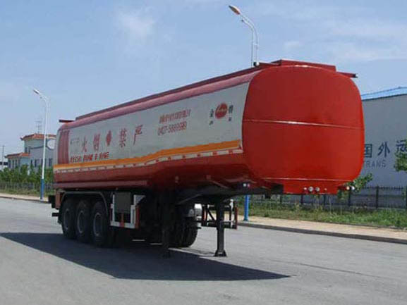 金碧11.3米32吨3轴易燃液体罐式运输半挂车(PJQ9408GRY)