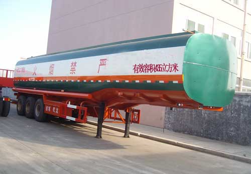 荣沃10.8米30吨3轴易燃液体罐式运输半挂车(QW9400GRY)