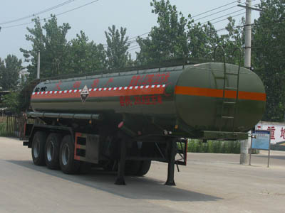 程力威10米32吨3轴腐蚀性物品罐式运输半挂车(CLW9400GFW)