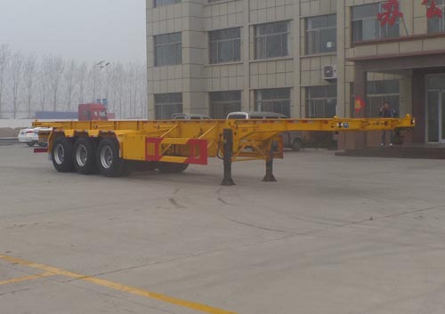 坤博12.5米34.2吨3轴危险品罐箱骨架运输半挂车(LKB9400TWY)