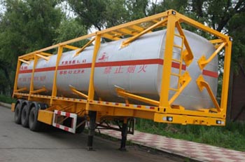 建成12.5米26吨3轴框架罐式化工液体运输半挂车(JC9401GHY)