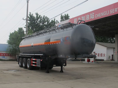 程力威10.9米29.5吨3轴腐蚀性物品罐式运输半挂车(CLW9407GFWB)