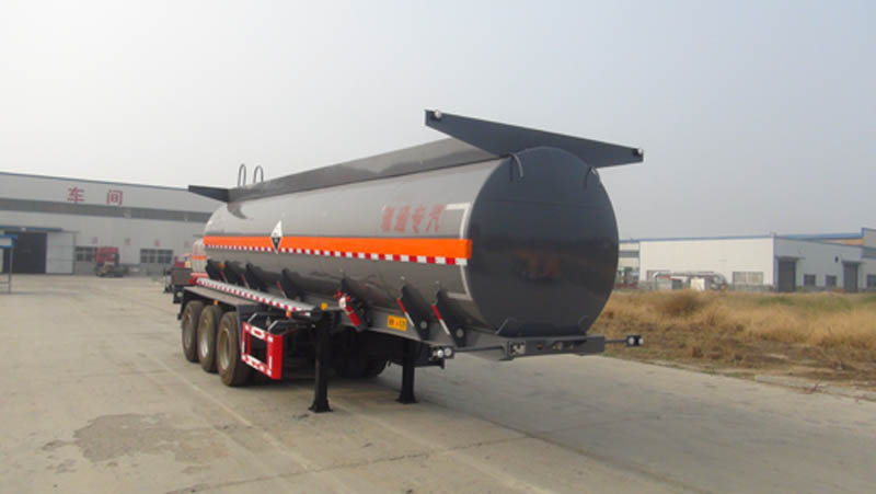 弘瑞通9.8米32.3吨3轴腐蚀性物品罐式运输半挂车(HRT9401GFW)