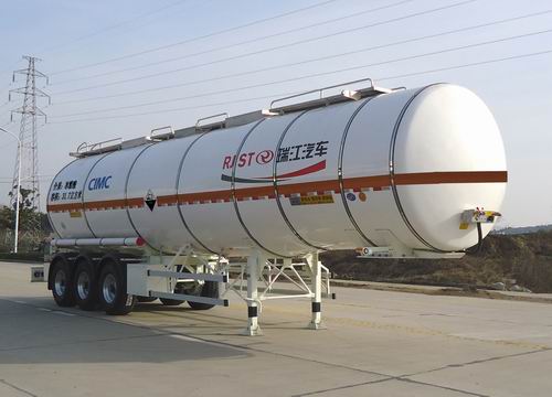 瑞江10.6米31.7吨3轴腐蚀性物品罐式运输半挂车(WL9402GFWB)