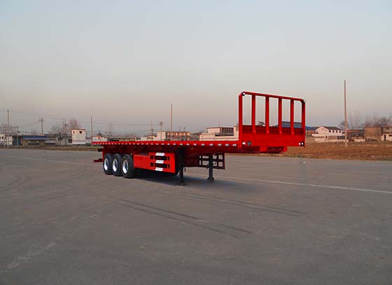 红荷北斗13米30.7吨3轴平板自卸半挂车(SHB9380ZZXP)