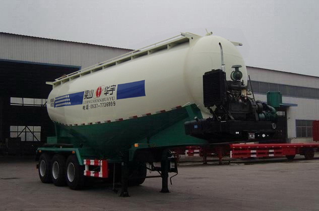 华宇达9.9米32.6吨3轴中密度粉粒物料运输半挂车(LHY9401GFLD)