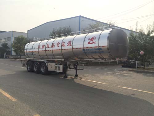 昌骅11.1米33.8吨3轴铝合金液态食品运输半挂车(HCH9402GYS35)