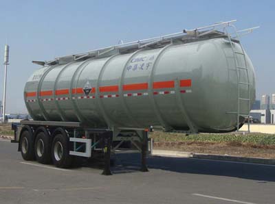 凌宇10.5米34.2吨3轴腐蚀性物品罐式运输半挂车(CLY9401GFWC)