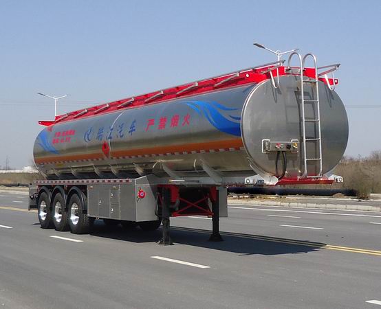 瑞江牌13米33.5吨3轴铝合金易燃液体罐式运输半挂车(WL9400GRY)