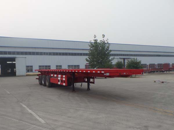 麟州牌13米32.8吨3轴平板自卸半挂车(YDZ9403ZZXP)