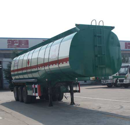 劲越牌11.8米30.1吨3轴易燃液体罐式运输半挂车(LYD9401GRY)