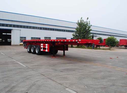 麟州牌11米33.3吨3轴平板自卸半挂车(YDZ9404ZZXP)