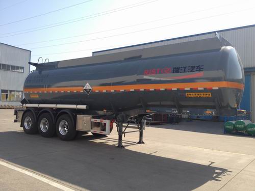 瑞江牌10.7米31.8吨3轴腐蚀性物品罐式运输半挂车(WL9400GFWA)
