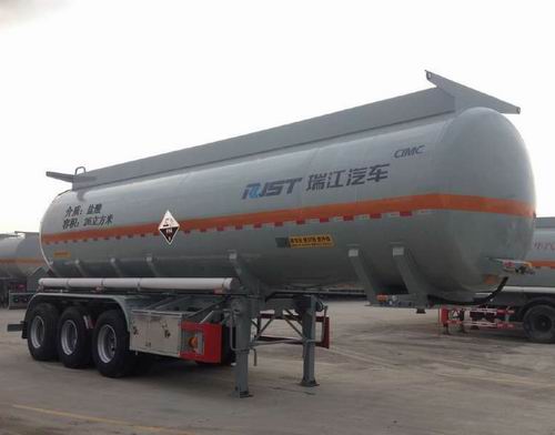 瑞江牌10.7米31吨3轴腐蚀性物品罐式运输半挂车(WL9405GFW)