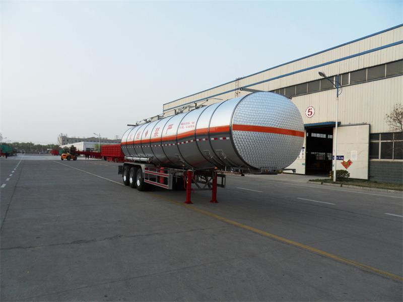 华宇达牌12.4米33.2吨3轴铝合金易燃液体罐式运输半挂车(LHY9400GRYA)
