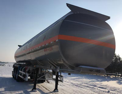 建成牌12.3米33.3吨3轴铝合金易燃液体罐式运输半挂车(JC9401GRYL1)