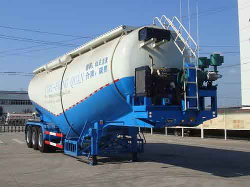 中集牌12.5米27.8吨3轴低密度粉粒物料运输半挂车(ZJV9402GFLRJA)