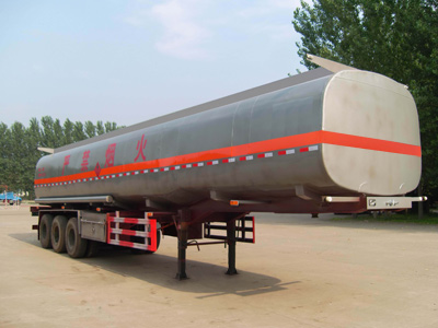 齐鲁中亚牌10.8米31.6吨3轴易燃液体罐式运输半挂车(DEZ9400GRYB)