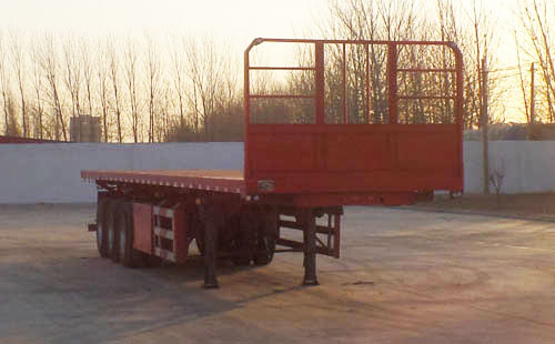 坤博牌11米33.6吨3轴平板自卸半挂车(LKB9402ZZXP)