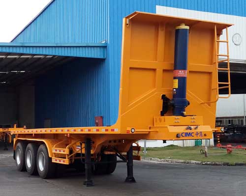中集牌9.3米31.9吨3轴平板自卸半挂车(ZJV9401ZZXPSZ)