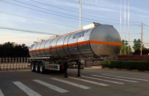 瑞江牌11.8米33.5吨3轴铝合金易燃液体罐式运输半挂车(WL9404GRYF)