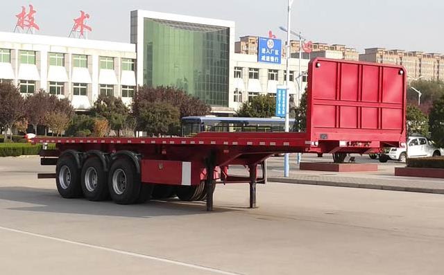 大运牌11米33.8吨3轴平板自卸半挂车(CGC9400ZZXP352)