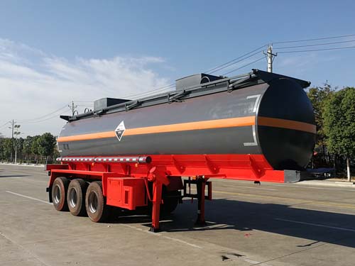 楚胜牌10米31吨3轴腐蚀性物品罐式运输半挂车(CSC9409GFW)
