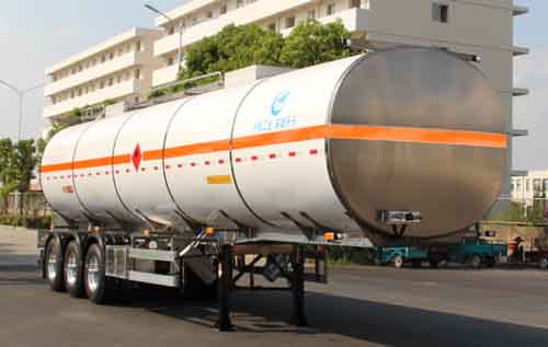 开乐牌12.1米33.2吨3轴铝合金易燃液体罐式运输半挂车(AKL9409GRY)