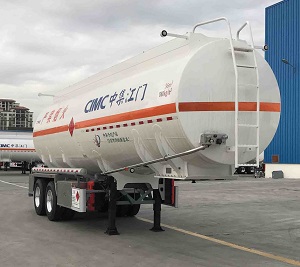 中集牌9.6米30吨2轴铝合金易燃液体罐式运输半挂车(ZJV9350GRYJM)