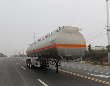 特运牌12.5米33.5吨3轴铝合金易燃液体罐式运输半挂车(DTA9407GRY)