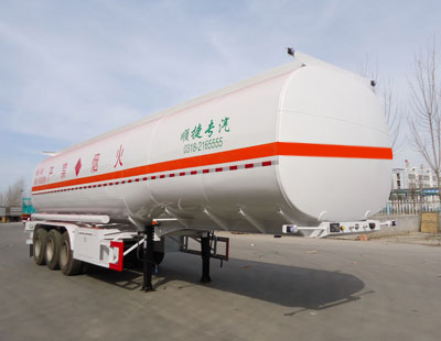 川腾牌11.8米30.5吨3轴易燃液体罐式运输半挂车(HBS9401GRY)
