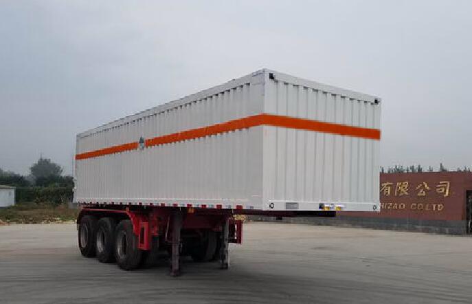 华鲁业兴牌9米33.5吨3轴杂项危险物品厢式运输半挂车(HYX9400XZW)