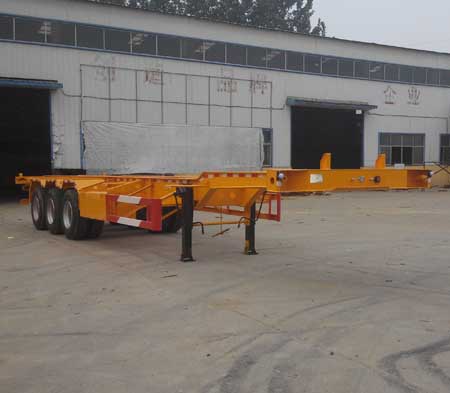 劲越牌12.6米34吨3轴集装箱运输半挂车(LYD9403TJZG)