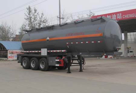 程力威牌10.1米30吨3轴腐蚀性物品罐式运输半挂车(CLW9407GFW)