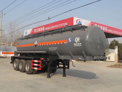 程力威牌9.9米32吨3轴腐蚀性物品罐式运输半挂车(CLW9401GFWB)