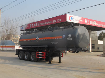 程力威牌10米30.1吨3轴腐蚀性物品罐式运输半挂车(CLW9403GFWB)