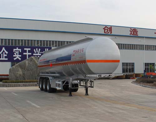 通亚达牌11.9米33.7吨3轴铝合金易燃液体罐式运输半挂车(CTY9403GRYLJC)