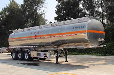 轻旅牌12.4米33.7吨3轴铝合金易燃液体罐式运输半挂车(FZX9401GRY)