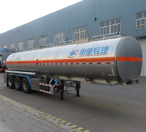 明航牌11.3米34吨3轴铝合金易燃液体罐式运输半挂车(ZPS9409GRYC)