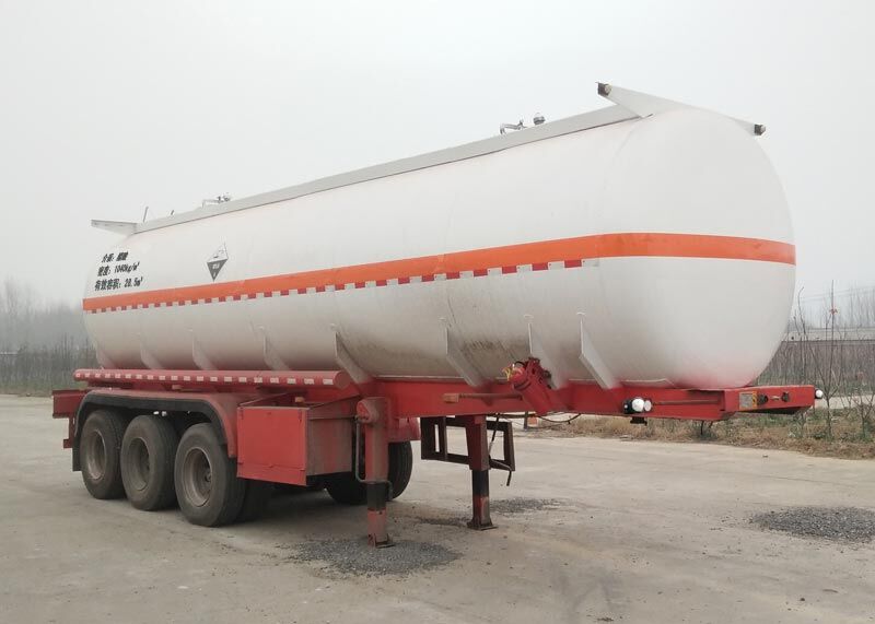齐鲁中亚牌10米29.5吨3轴腐蚀性物品罐式运输半挂车(DEZ9403GFW)