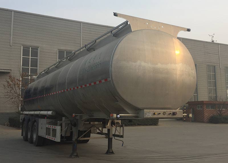 川腾牌10.7米34.2吨3轴铝合金液态食品运输半挂车(HBS9400GYSL)