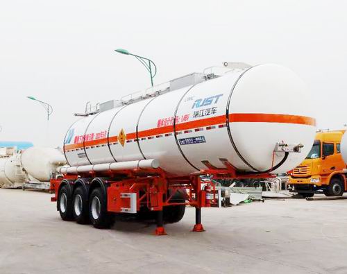 瑞江牌10.3米33吨3轴氧化性物品罐式运输半挂车(WL9404GYW)