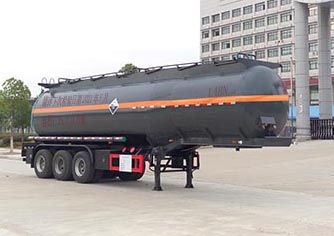 程力威牌10.7米31.6吨3轴腐蚀性物品罐式运输半挂车(CLW9400GFWAJ)