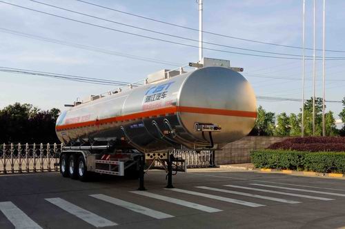 瑞江牌12.5米34.2吨3轴铝合金易燃液体罐式运输半挂车(WL9406GRY09)