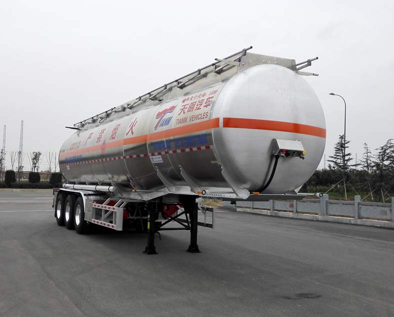 天明牌12.4米34吨3轴铝合金易燃液体罐式运输半挂车(TM9404GRYYC2)