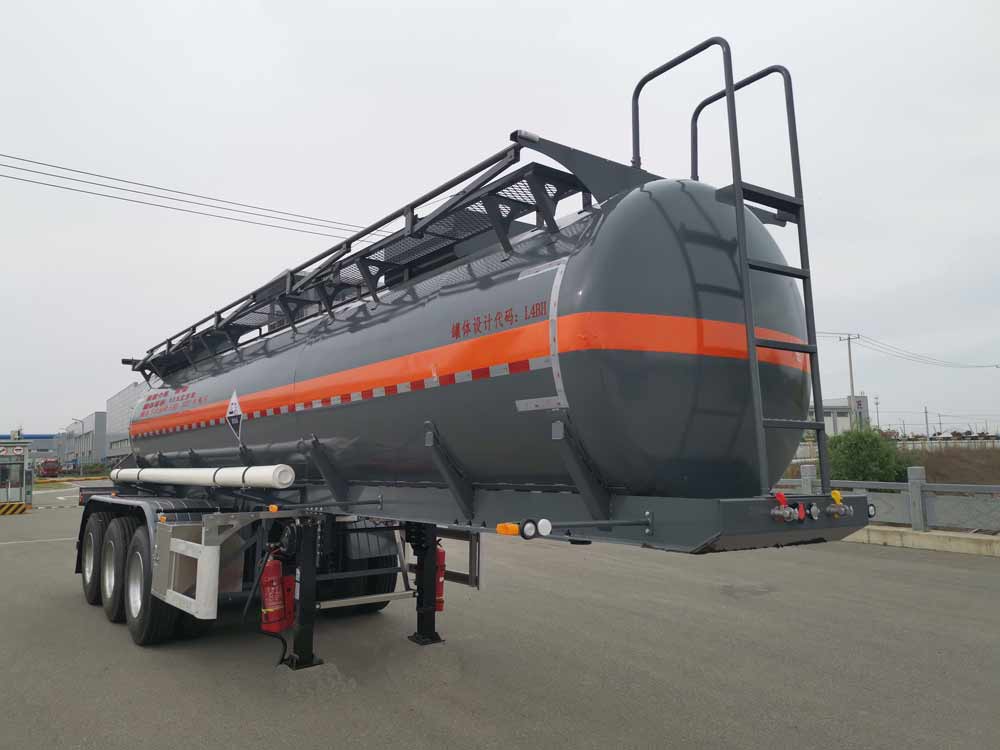 天明牌10.2米32.7吨3轴腐蚀性物品罐式运输半挂车(TM9408GFWYS2)