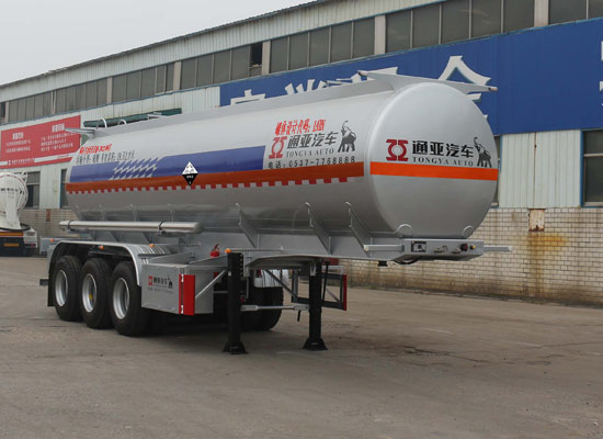 通亚达牌10米32吨3轴腐蚀性物品罐式运输半挂车(CTY9402GFWA)