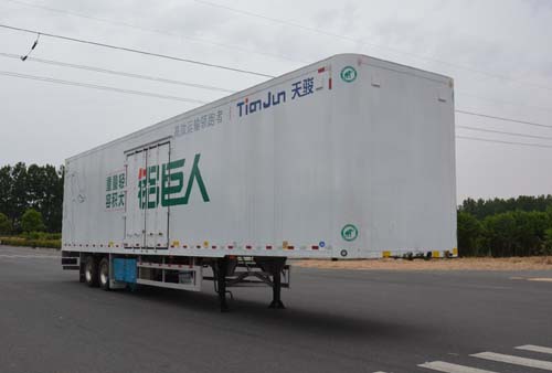 天骏德锦牌13.8米29.5吨2轴铝合金厢式运输半挂车(TJV9350XXYK)